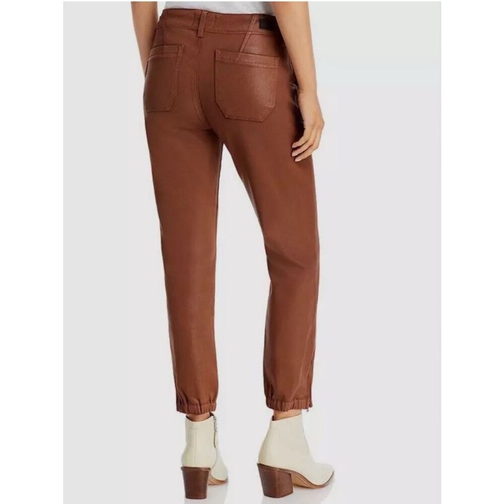 NEW Paige Revolve Mayslie Crop Jogger Style Pants in Coated Brown Size 26 - Picture 5 of 15